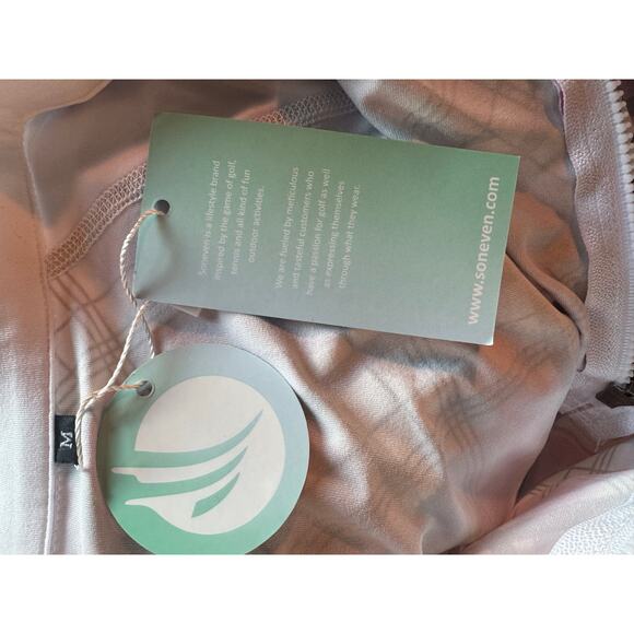 NWT Soneven Pink plaid golf Tennis Long Sleeve Polo Shirt Medium M - Picture 11 of 12